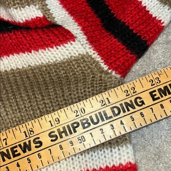 URBAN OUTFITTERS Brown Red Oversized Striped Boyfriend Sweater Wool Blend Size S - Picture 6 of 7